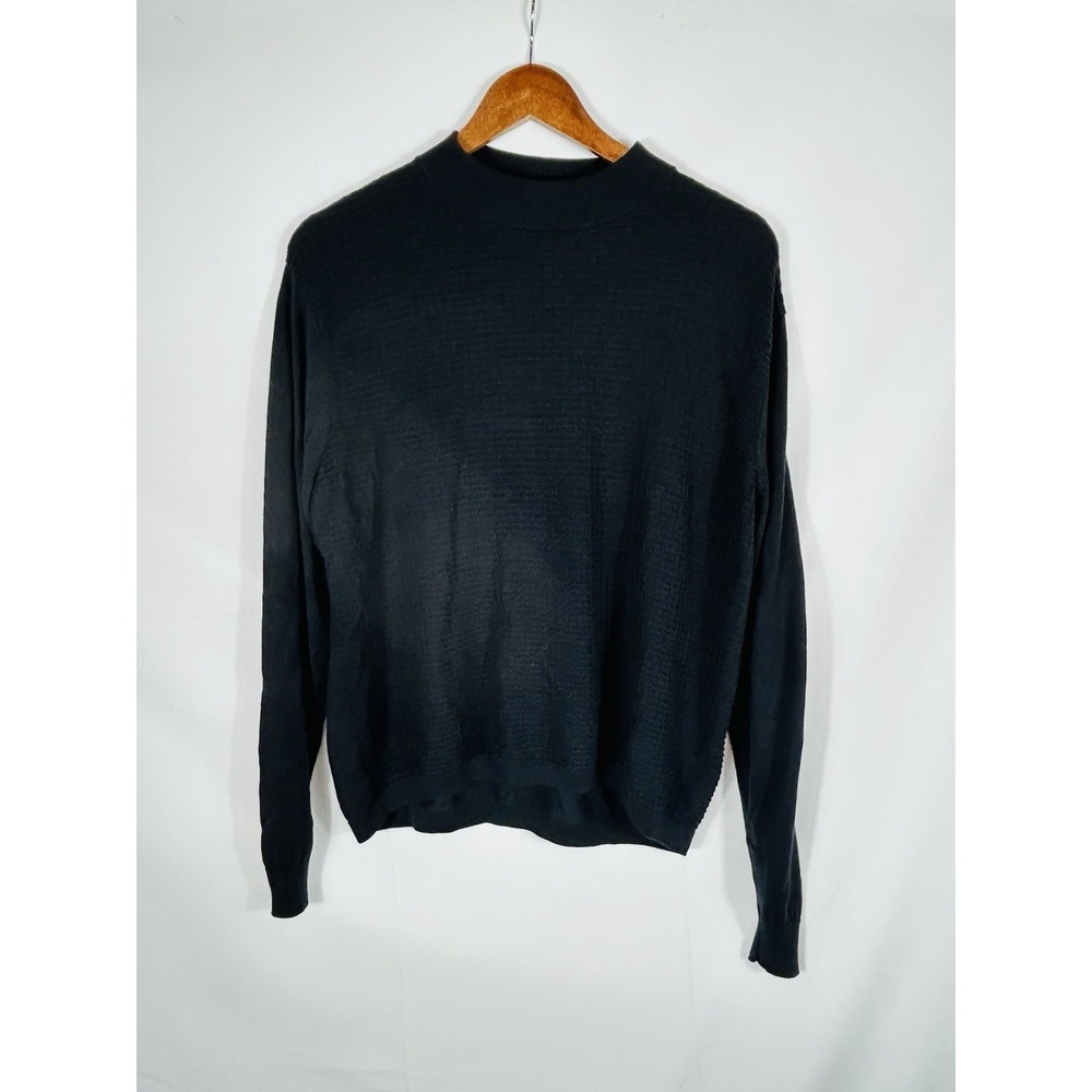 Murano 100% Silk Ribbed Knit Sweater Long Sleeve Black Size L Y2K Friends‎ Joey